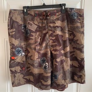Joe Boxer‎ Board Shorts Mens Size 40 Camouflage Lightweight Swim Trunks Military